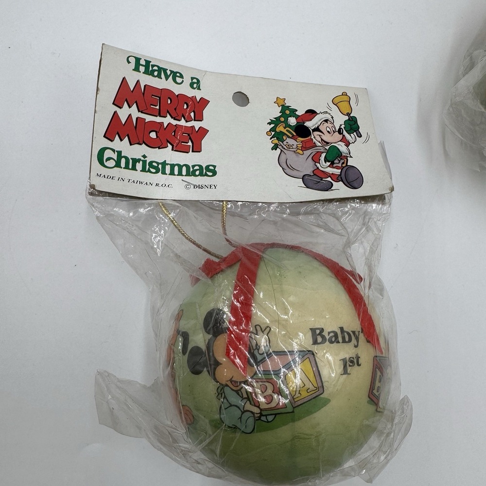 Vintage Disney Baby's 1st Christmas Ornament Lot 9 Mickey Minnie NOS Taiwan - Picture 12 of 16